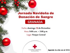 Photo of Este 18 de diciembre, Jornada Navideña de Donación de Sangre en el municipio de Granada.